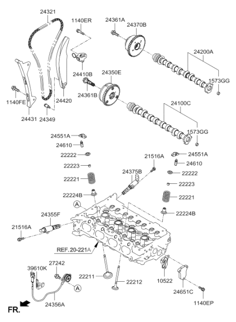 2018 Hyundai Elantra Exhaust Camshaft Assembly Diagram for 24200-03170