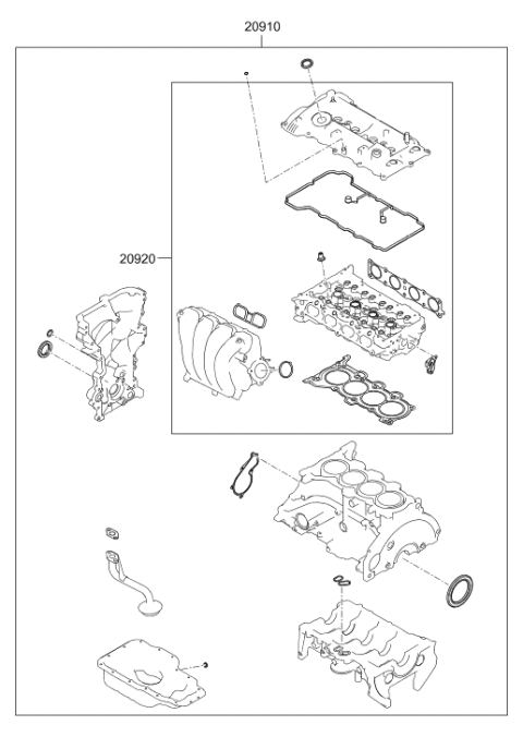 2018 Hyundai Elantra US Alabama made Engine Gasket Kit Diagram 2