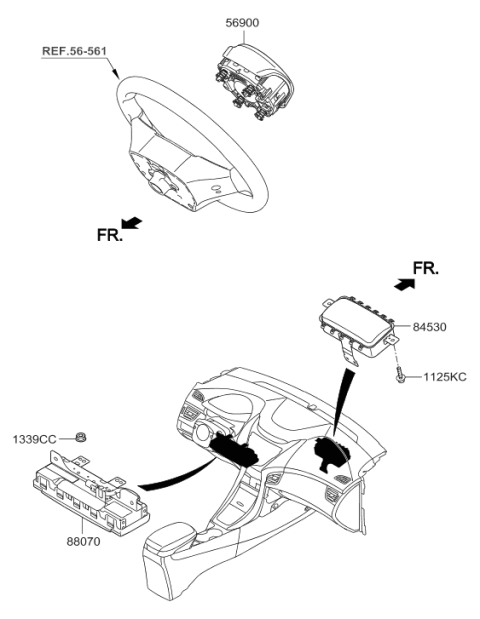 2018 Hyundai Elantra Steering Wheel Air Bag Module Assembly Diagram for 56900-F3000