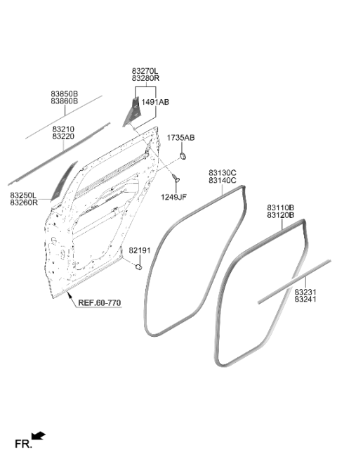 2022 Hyundai Santa Fe MOULDING Assembly-RR Dr Frame,RH Diagram for 83860-S1001
