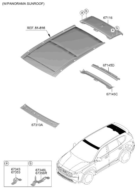 2021 Hyundai Santa Fe Roof Panel Diagram 2