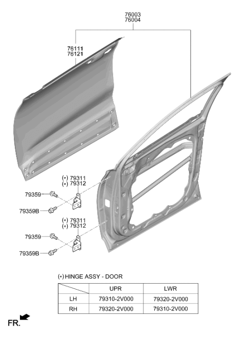 2021 Hyundai Santa Fe Front Door Panel Assembly Left Hand Diagram for 76003-S2000