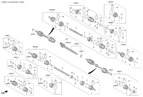 2021 Hyundai Santa Fe Drive Shaft-Front Diagram 2