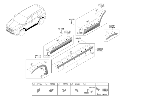 2021 Hyundai Santa Fe Rear Door Side Garnish Assembly Left Hand Diagram for 87731-S2AA0