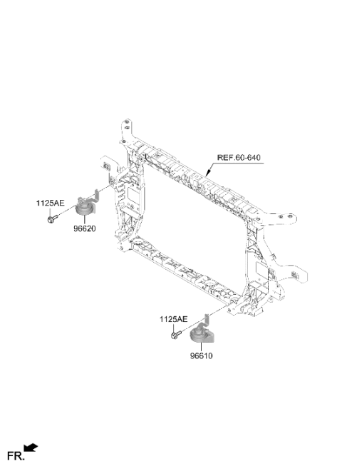 2021 Hyundai Santa Fe Low Pitch Horn Assembly Diagram for 96611-L2000