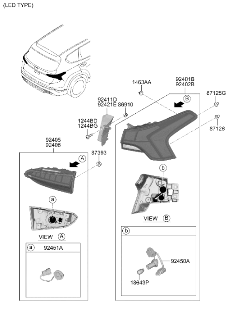 2021 Hyundai Santa Fe Rear Combination Lamp Diagram 2