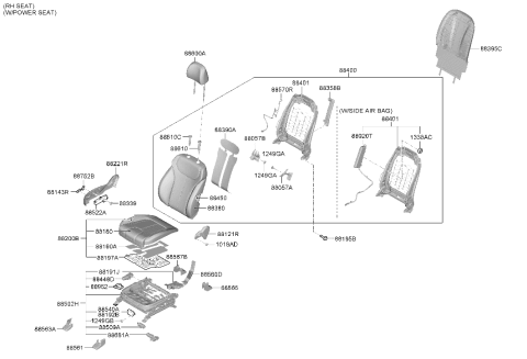 2021 Hyundai Santa Fe Covering Assembly Front Back Right Hand Diagram for 88460-S2141-NHW