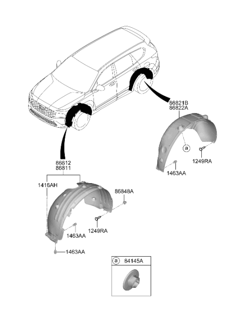 2022 Hyundai Santa Fe Guard Assembly-Rear Wheel,LH Diagram for 86821-S2500