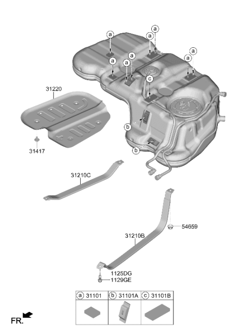 2023 Hyundai Santa Fe Fuel Tank Band Assembly Left Hand Diagram for 31210-R5000