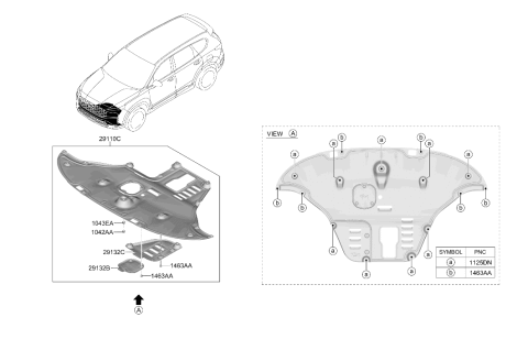 2022 Hyundai Santa Fe Under Cover Panel Assembly Diagram for 29110-S2100