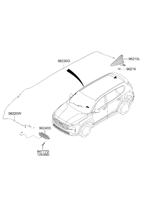 2021 Hyundai Santa Fe Antenna Assembly Wireless Diagram for 96240-S1100
