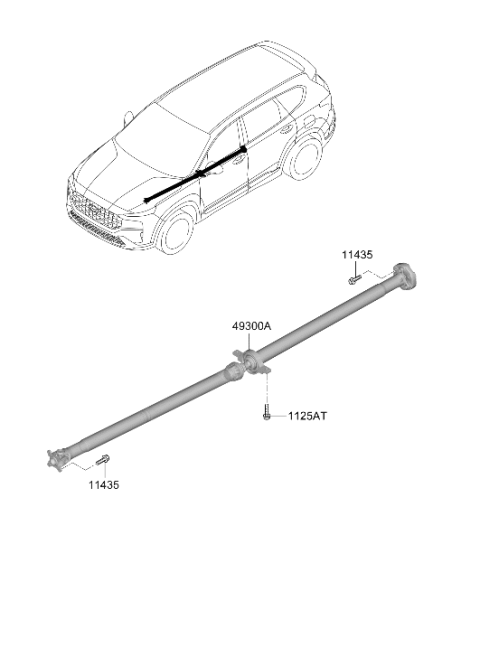 2023 Hyundai Santa Fe Propeller Shaft Assembly Diagram for 49300-S1500