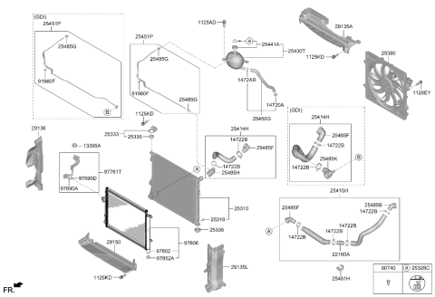 2023 Hyundai Santa Fe Radiator Assembly Diagram for 25310-R5500