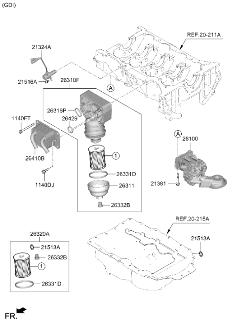 2023 Hyundai Santa Fe Filter Assembly-Oil Diagram for 26310-2S001