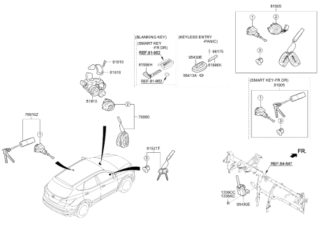 2014 Hyundai Santa Fe Sport Keyless Entry Transmitter Assembly Diagram for 95430-4Z101