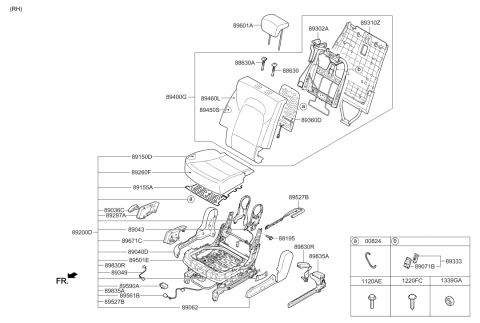 2013 Hyundai Santa Fe Sport 2nd Back Seat Cover Assembly Right Diagram for 89460-4Z010-VAS