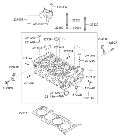 2015 Hyundai Santa Fe Sport Cylinder Head Gasket Diagram for 22311-2G600