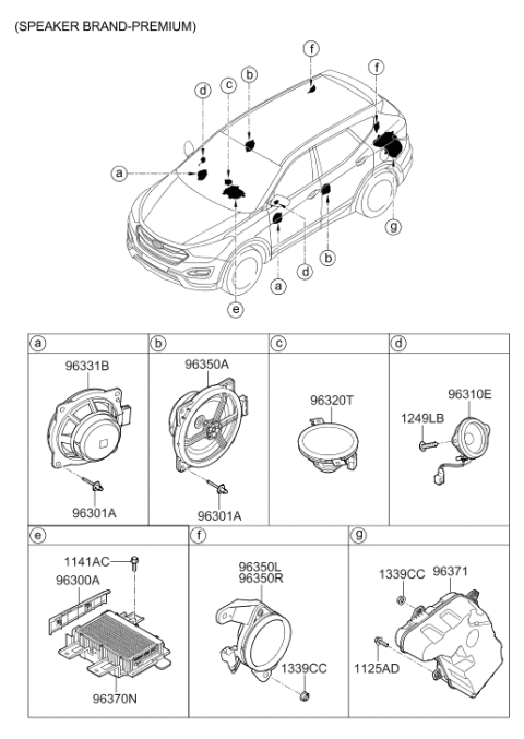 2015 Hyundai Santa Fe Sport Rear Speaker Assembly Diagram for 96340-4Z200