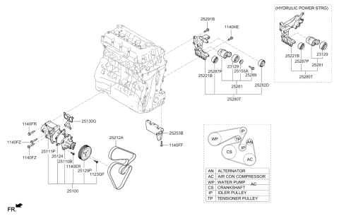 2015 Hyundai Santa Fe Sport Pulley-Idler Diagram for 25287-25210