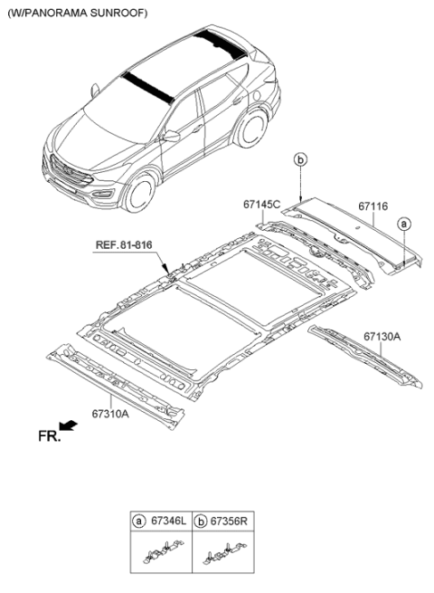 2013 Hyundai Santa Fe Sport Roof Panel Diagram 2