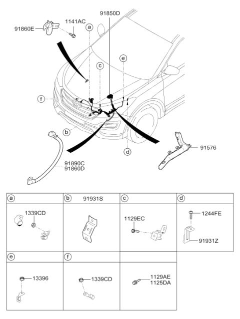 2014 Hyundai Santa Fe Sport Battery Wiring Assembly Diagram for 91850-4Z110