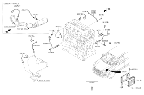 2015 Hyundai Santa Fe Sport Electronic Control Module Diagram for 39100-2GAE2