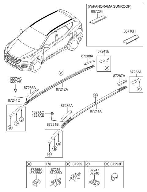 2014 Hyundai Santa Fe Sport Roof Rack Assembly Left Hand Diagram for 87270-2W500-3F