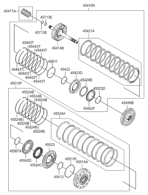 2014 Hyundai Santa Fe Sport Clutch Disc Set Diagram for 45525-3B000