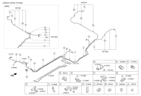 2013 Hyundai Santa Fe Sport Brake Fuel Line Connector Assembly Diagram for 58723-17500