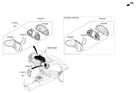 2013 Hyundai Santa Fe Sport Instrument Cluster Assembly Diagram for 94001-4Z011