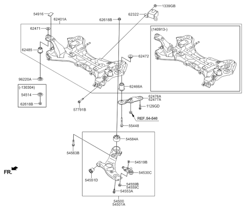 2015 Hyundai Santa Fe Sport Front Lower Arm Complete Left Hand Diagram for 54500-4Z000