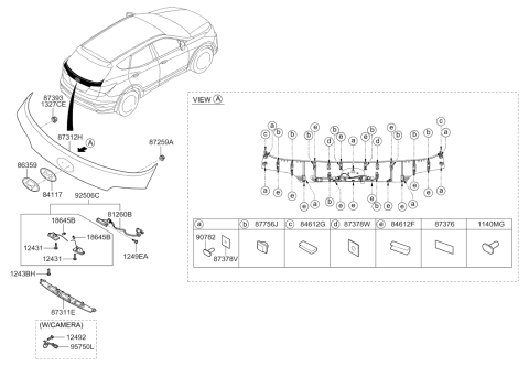 2013 Hyundai Santa Fe Sport Back View Camera Assembly Diagram for 95760-2W150
