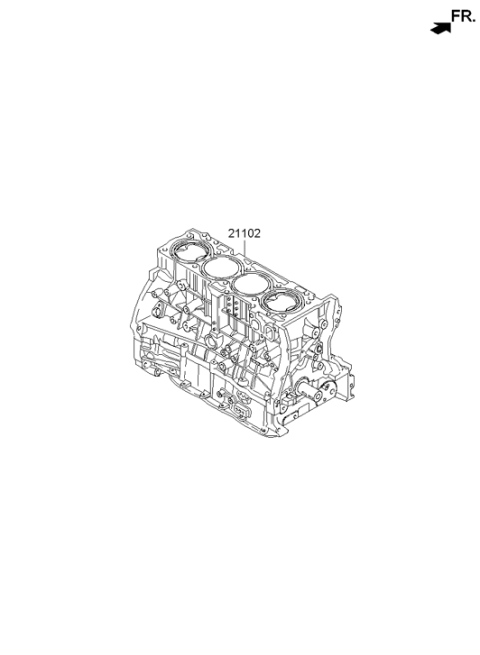 2015 Hyundai Santa Fe Sport Engine Assembly Short Diagram for 21102-2GK02-B
