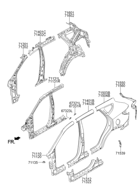 2015 Hyundai Santa Fe Sport Extension Assembly-Quarter Outer Rear RH Diagram for 71520-4Z000