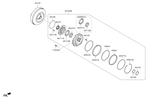 2014 Hyundai Santa Fe Sport Gear-Oil Pump Driven Diagram for 46151-3B000
