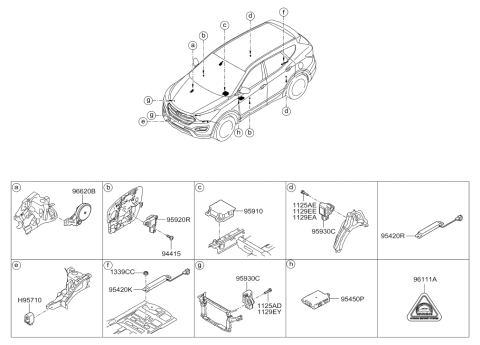 2013 Hyundai Santa Fe Sport Burglar Alarm Horn Assembly Diagram for 96630-2W000