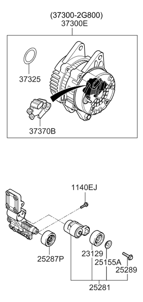 2015 Hyundai Santa Fe Sport Alternator Assembly Diagram for 37300-2G850