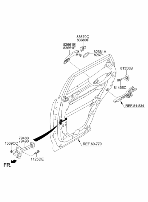 2015 Hyundai Santa Fe Sport Rear Door Checker Assembly Left Hand Diagram for 79480-2W000