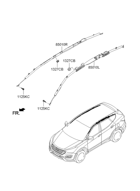 2013 Hyundai Santa Fe Sport Left Hand Curtain Air Bag Module Diagram for 85010-4Z000