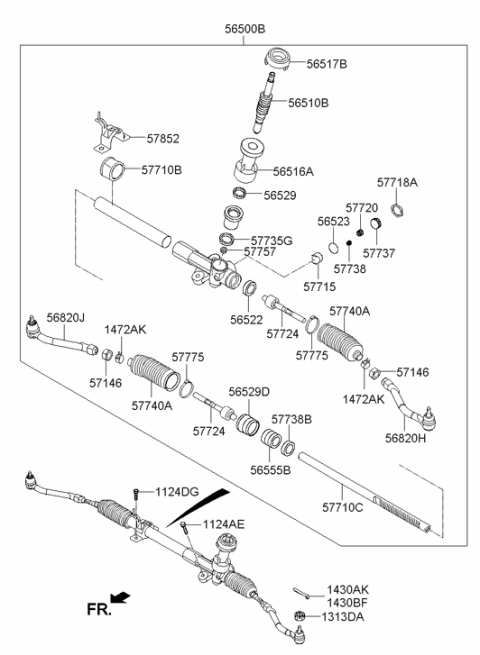 2014 Hyundai Santa Fe Sport Steering Gear Assembly Diagram for 56500-4Z000