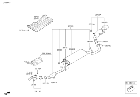2014 Hyundai Santa Fe Sport Center Muffler Complete Diagram for 28600-4Z300