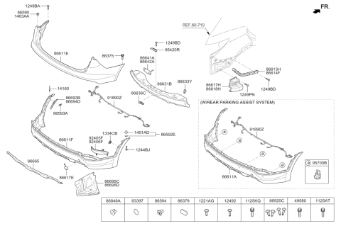 2013 Hyundai Santa Fe Sport Sensor Assembly-Ultrasonic BWS Diagram for 95720-2W000-CA
