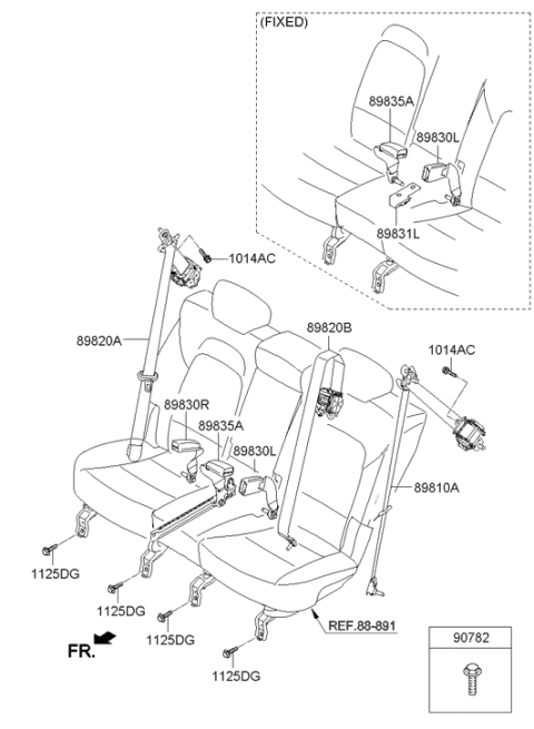 2013 Hyundai Santa Fe Sport 2nd Rear Left Seat Belt Assembly Diagram for 89810-4Z500-RYN