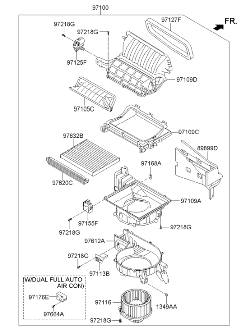 2015 Hyundai Santa Fe Sport Air Filter Assembly Diagram for 97133-3SAA0