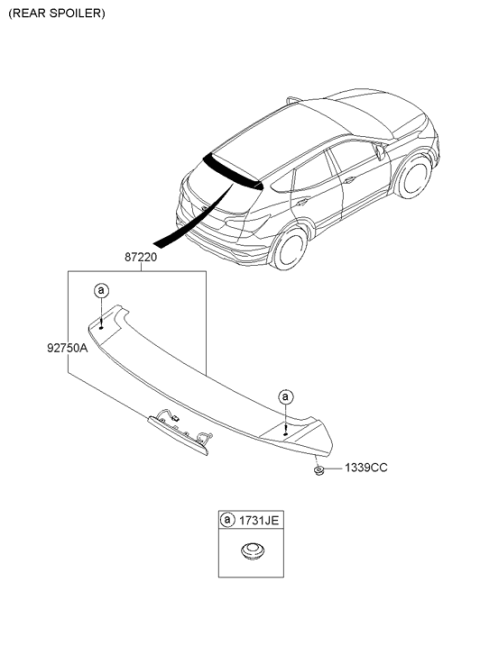 2015 Hyundai Santa Fe Sport Roof Garnish & Rear Spoiler Diagram 3