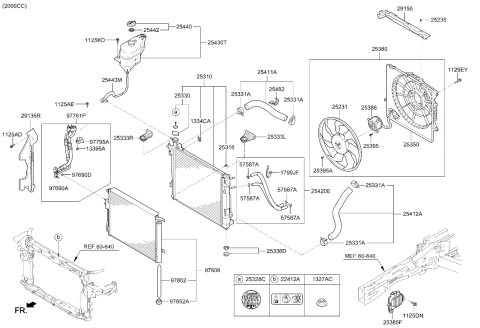 2015 Hyundai Santa Fe Sport Radiator Assembly Diagram for 25310-2B300