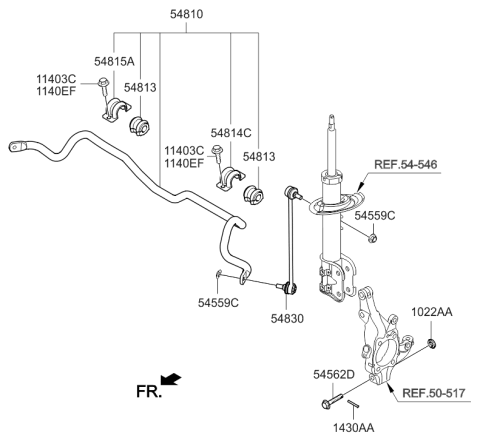 2013 Hyundai Santa Fe Sport Stabilizer Bar Bush Diagram for 54813-2W100
