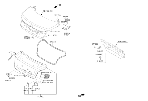 2009 Hyundai Genesis Bumper-Overslam Diagram for 81188-3K000