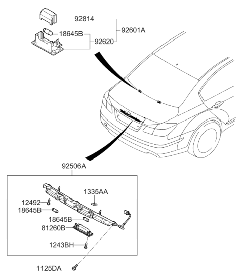2011 Hyundai Genesis Outside Handle & Lock Assembly-Trunk Lid Diagram for 81260-3M010