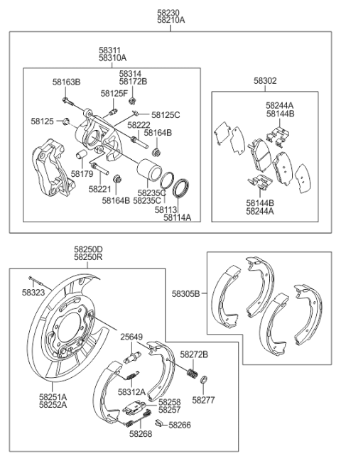 2014 Hyundai Genesis Rear Brake Back Plate Assembly Right Hand Diagram for 58252-3M320